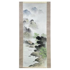 Vintage Japanesen Painting Showa Period 20th Scroll by a good Artist, A river Landscape