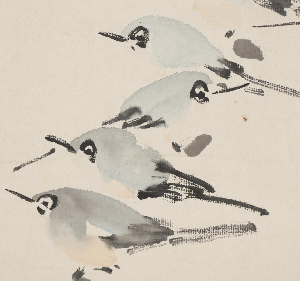 Lovely Japanese 20th c Scroll by  Komuro Suiun Nihonga Persimmon bird For Sale 3