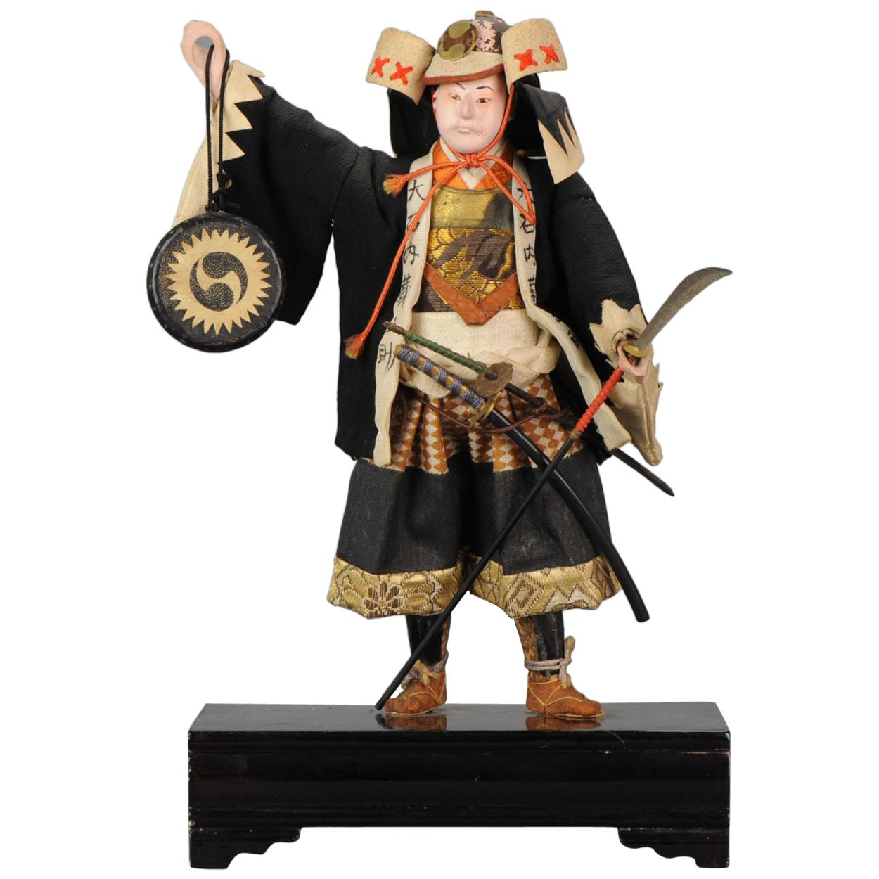 Schöne japanische Ningyo-Puppe, Tanaka-Puppe, Samurai-Krieger, 19.-20. Jahrhundert