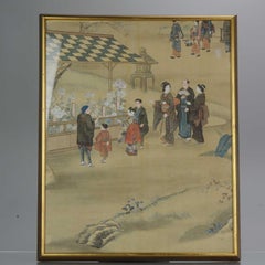 Lovely Japanese Scene Meiji Period Painting Japan Artist Village Scene