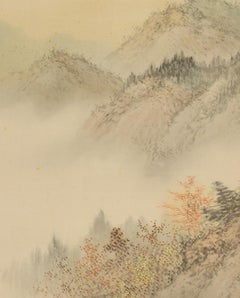 Lovely Japanese Showa Scroll Koga Hata Nihonga Traveller on a Day