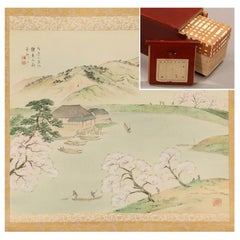 Schöne japanische Taisho-Schnörkel Kyoson Yano Nihonga-Fboote mit Kyosonschnörkeln an einem Frühlingstag