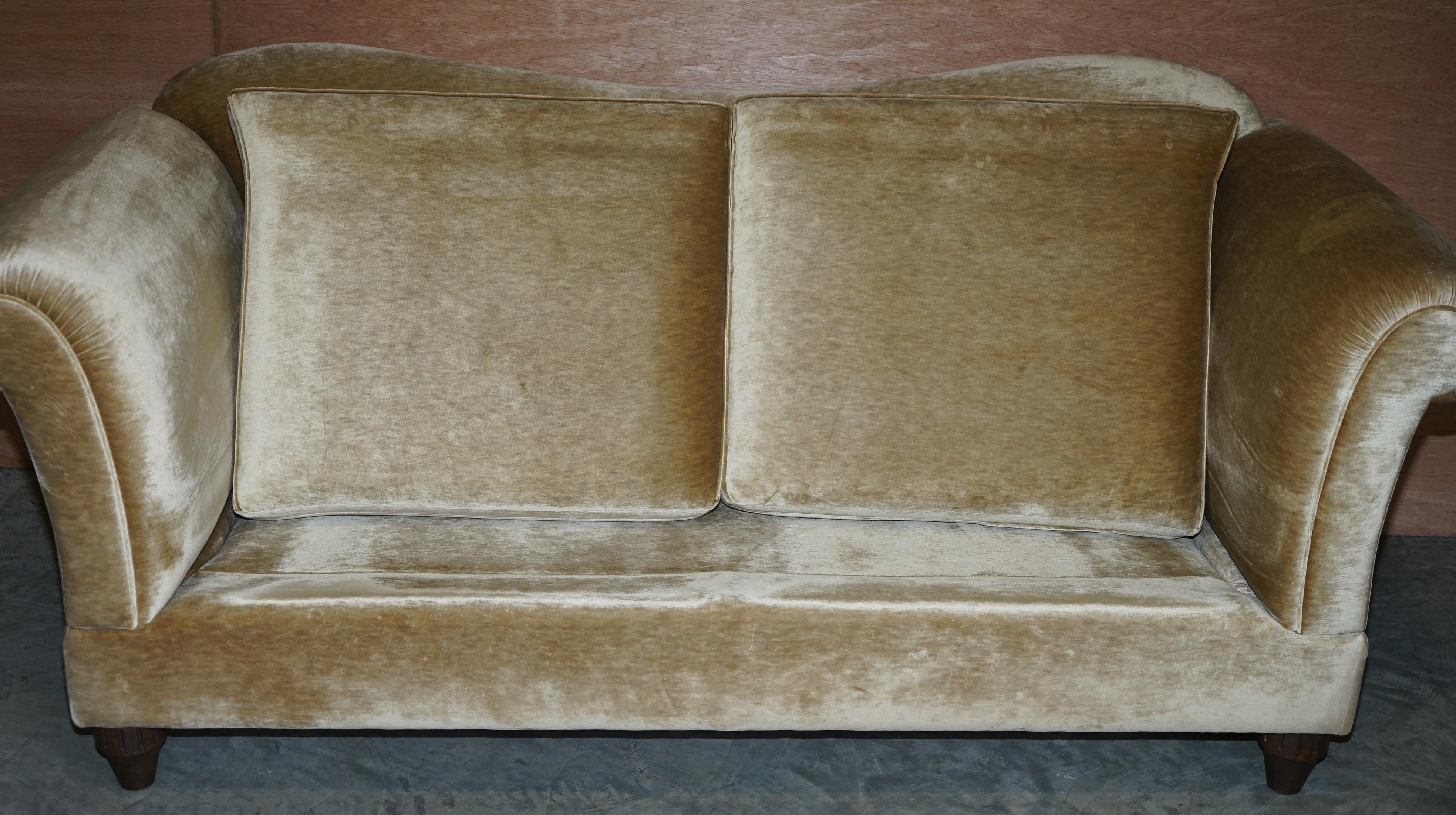 Upholstery Lovely John Sankey Velour Upholstered Contemporary Sofa and Matching Ottoman