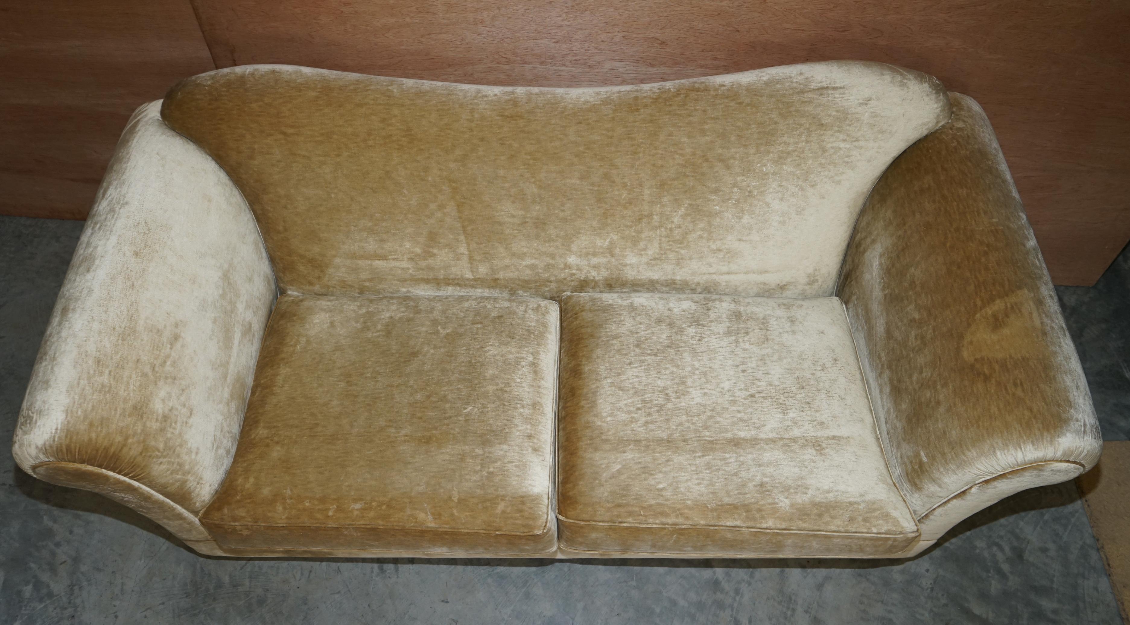 Art Deco Lovely John Sankey Velour Upholstered Contemporary Sofa and Matching Ottoman