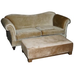 Lovely John Sankey Velour Upholstered Contemporary Sofa and Matching Ottoman