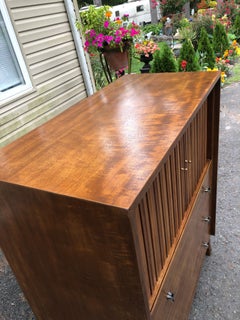 Lovely John Widdicomb Tall Dresser With Tamboured Doors Mid-Century