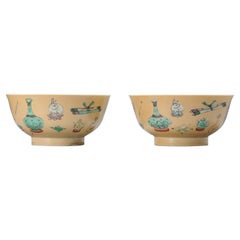Lovely Kangxi Period Cafe Au Lait Chinese Porcleain Bowls Immortal Instruments