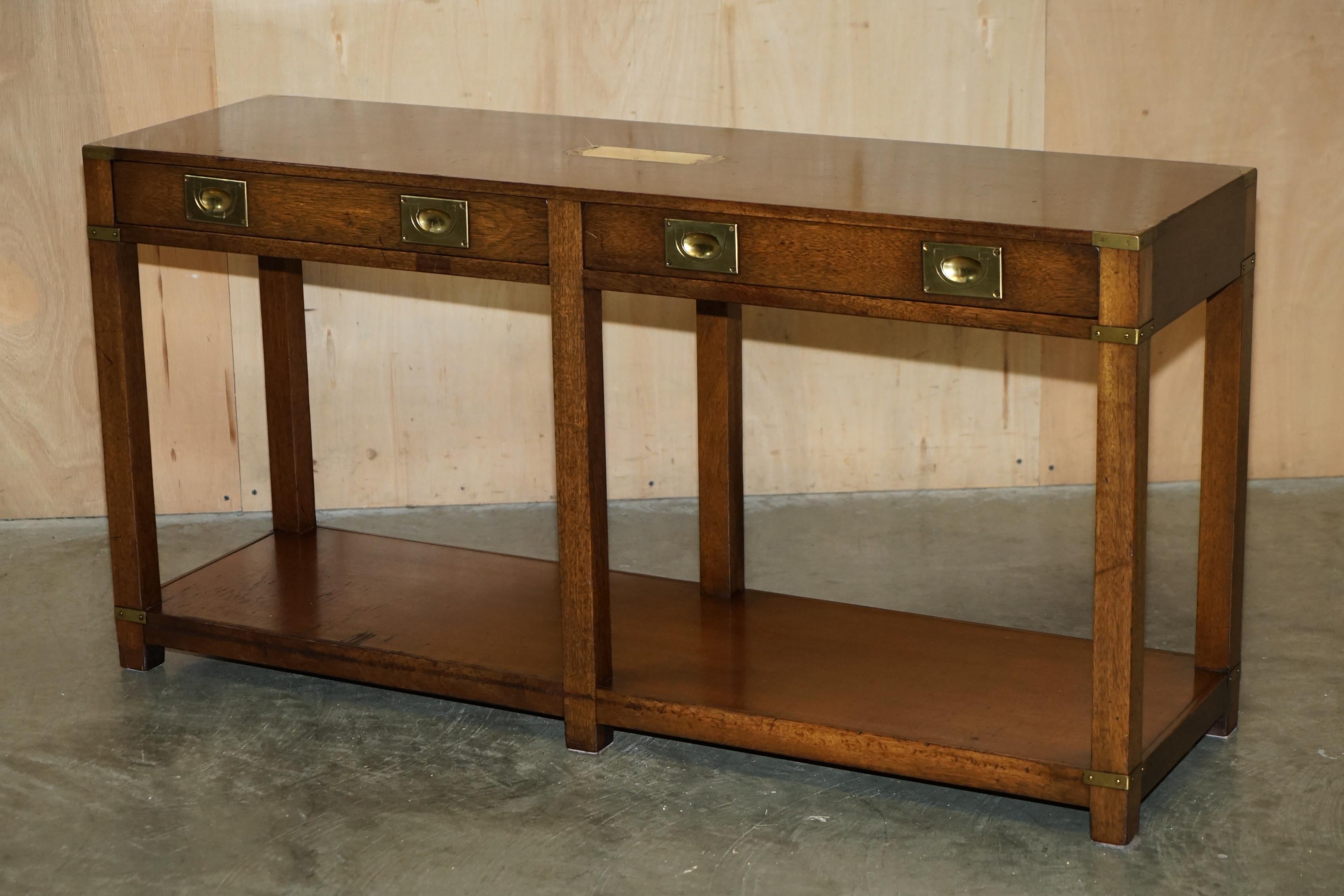 English Lovely Kennedy Harrods Military Campaign Style Hardwood Console Table Sideboard