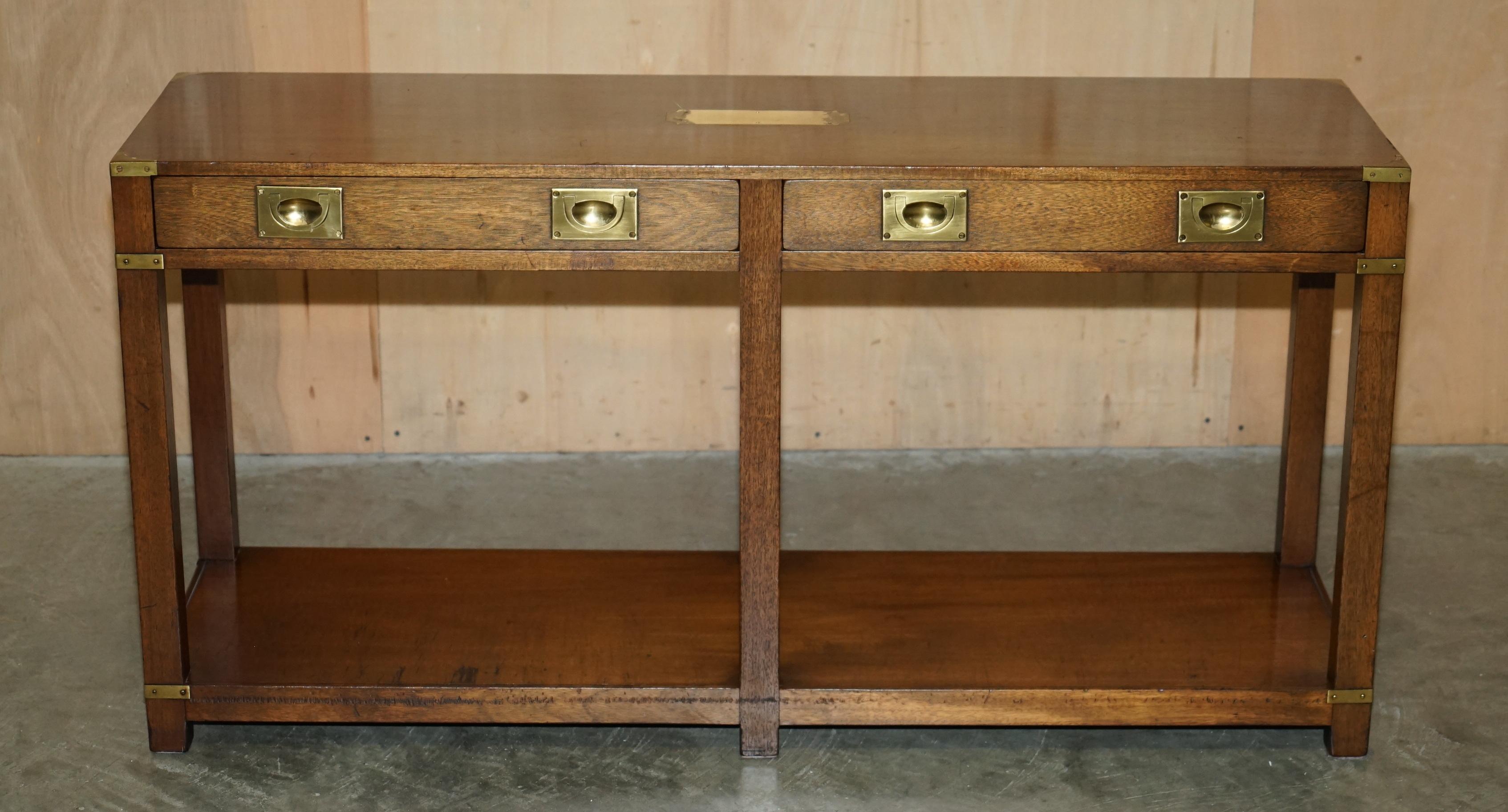 20th Century Lovely Kennedy Harrods Military Campaign Style Hardwood Console Table Sideboard