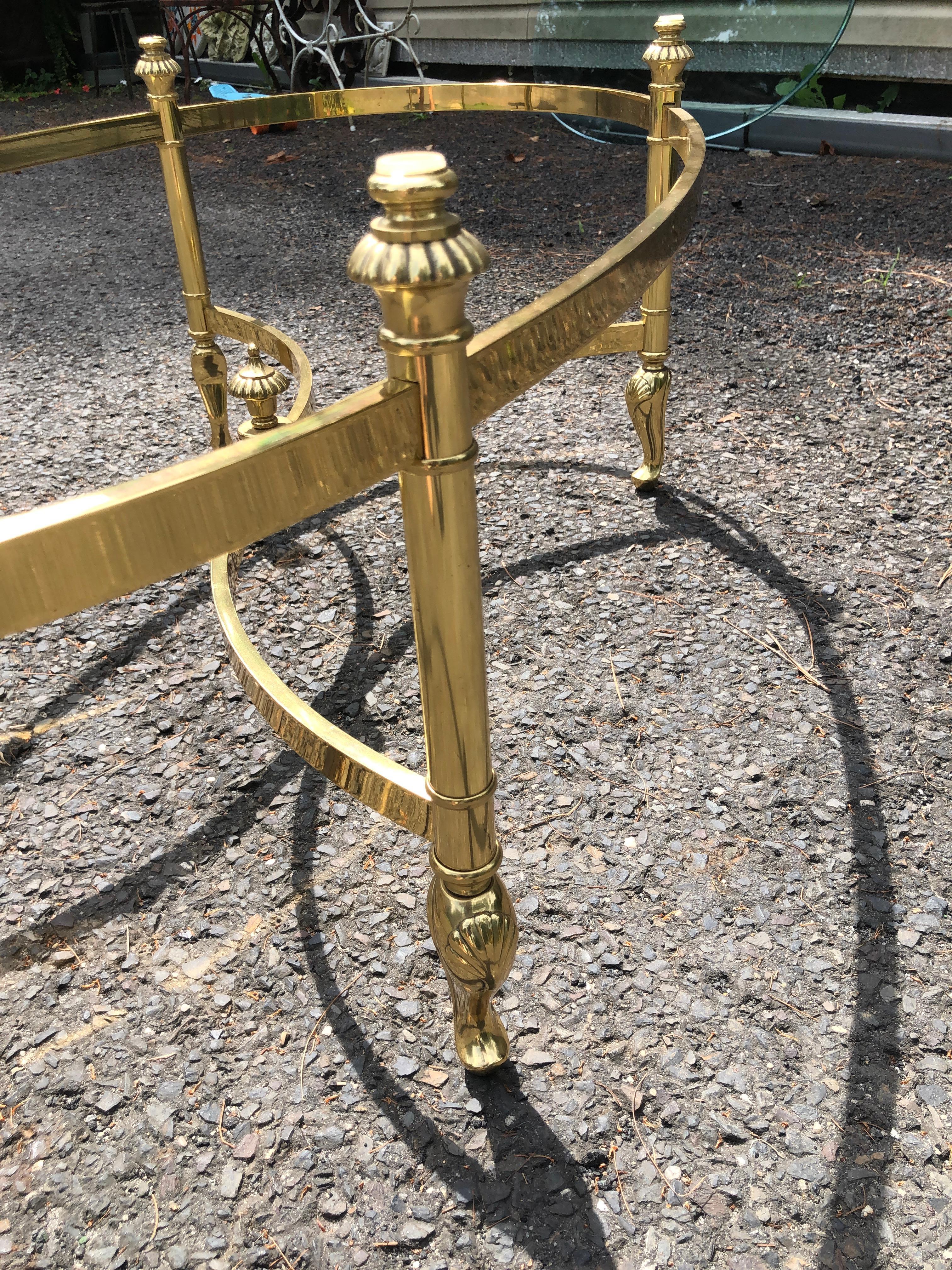 Lovely La Barge Oval Glass & Brass Cocktail Table Hollywood Regency 2