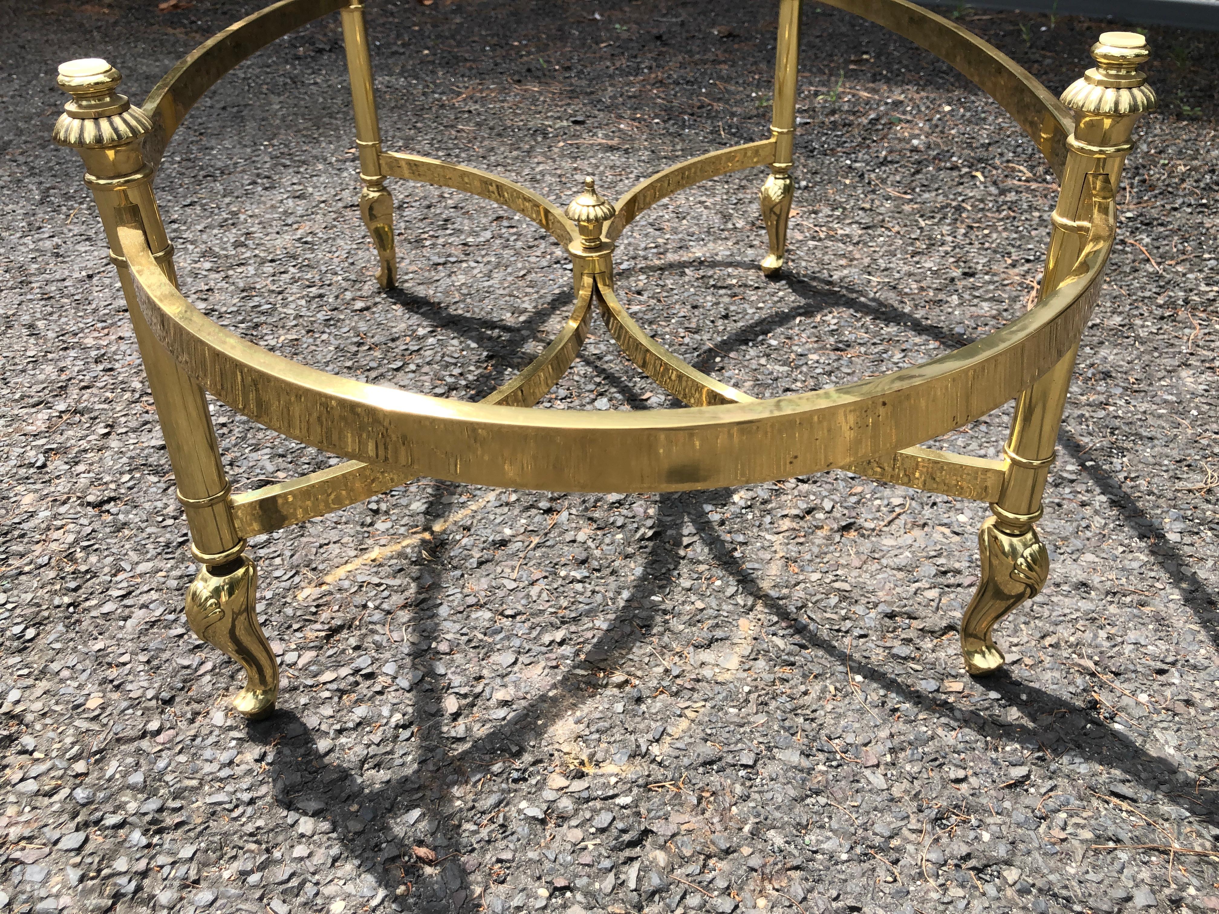 Lovely La Barge Oval Glass & Brass Cocktail Table Hollywood Regency 3