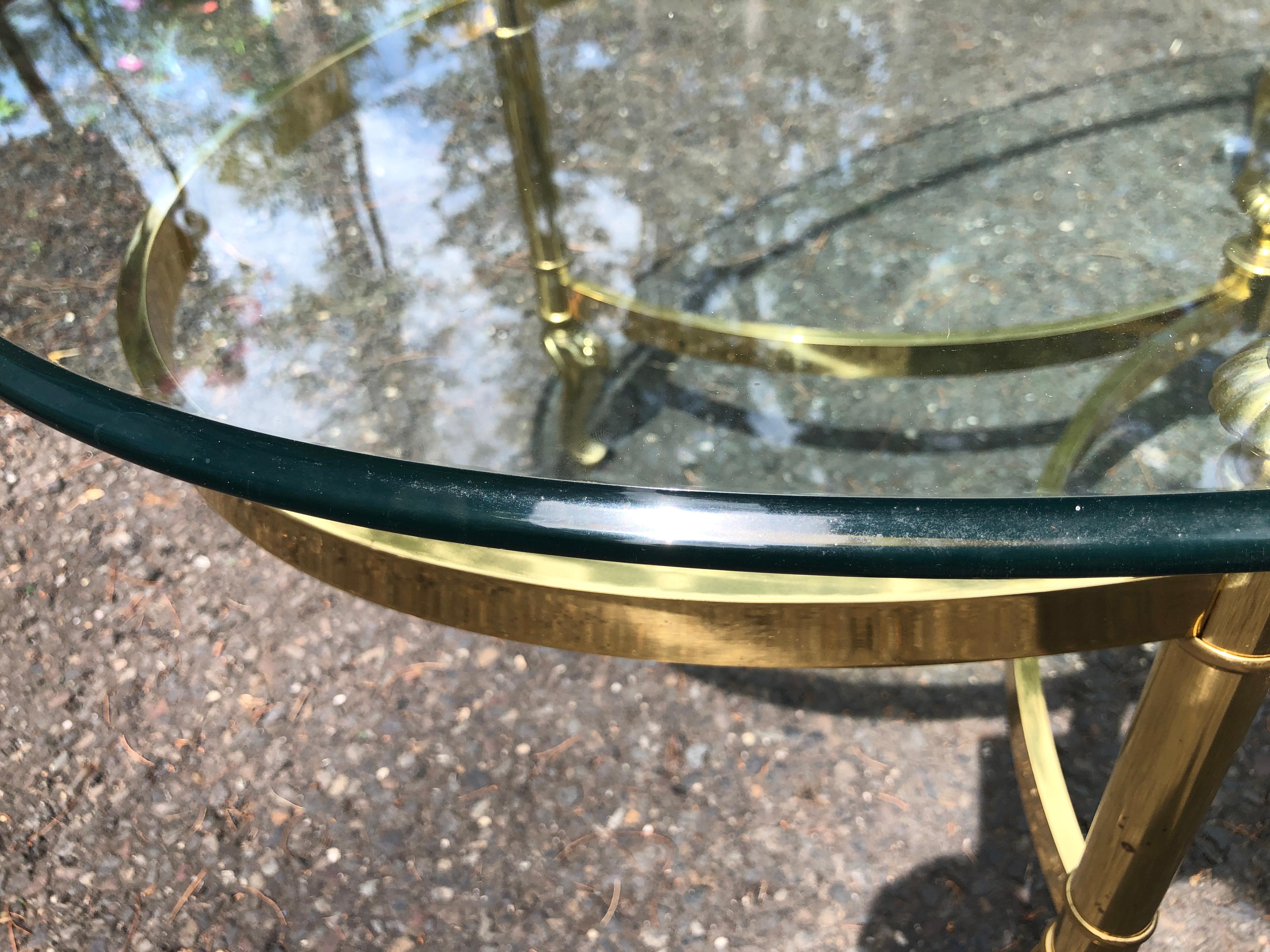 Lovely La Barge Oval Glass & Brass Cocktail Table Hollywood Regency 4
