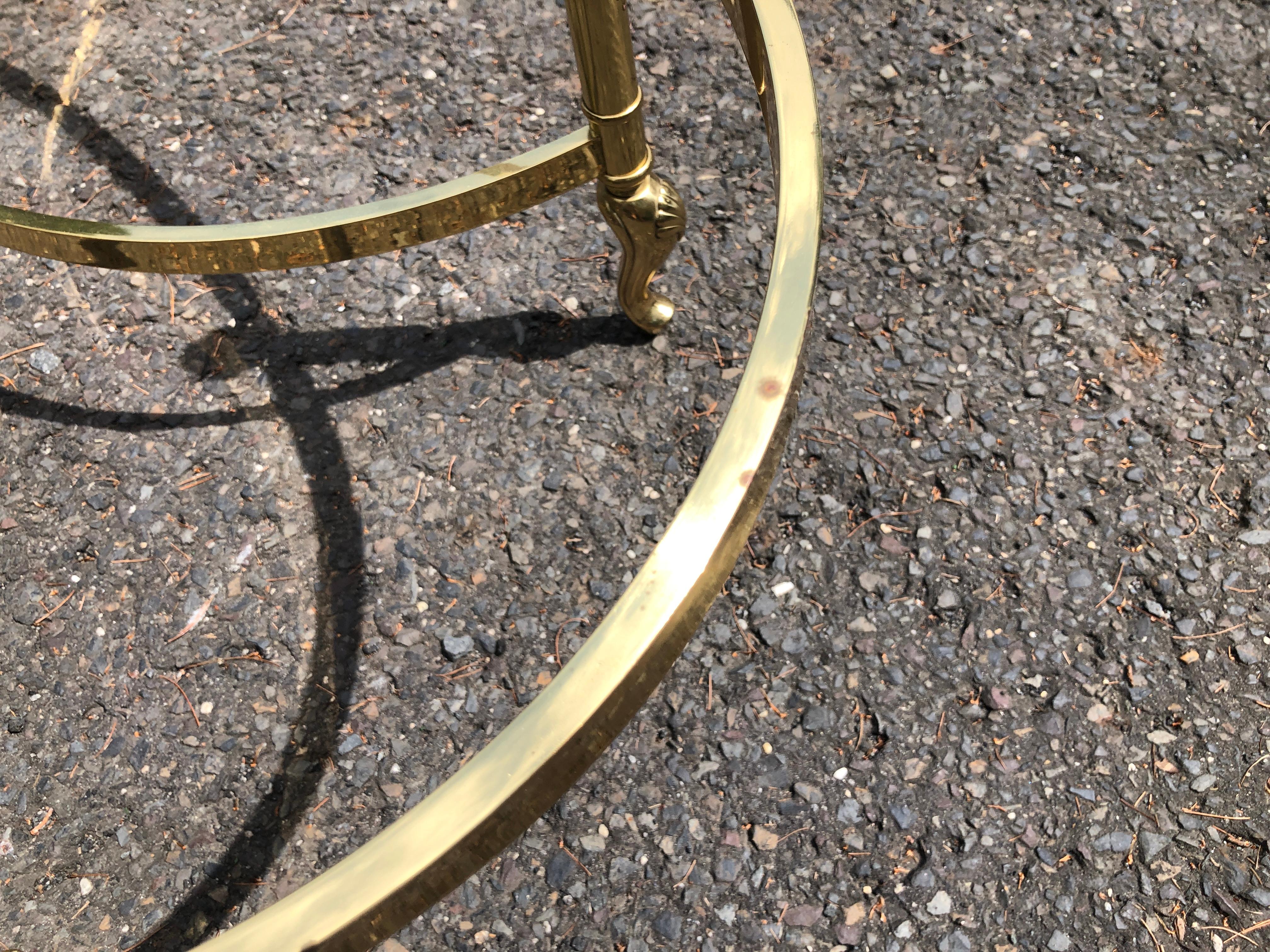 Lovely La Barge Oval Glass & Brass Cocktail Table Hollywood Regency 6