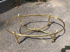 Lovely La Barge Oval Glass & Brass Cocktail Table Hollywood Regency
