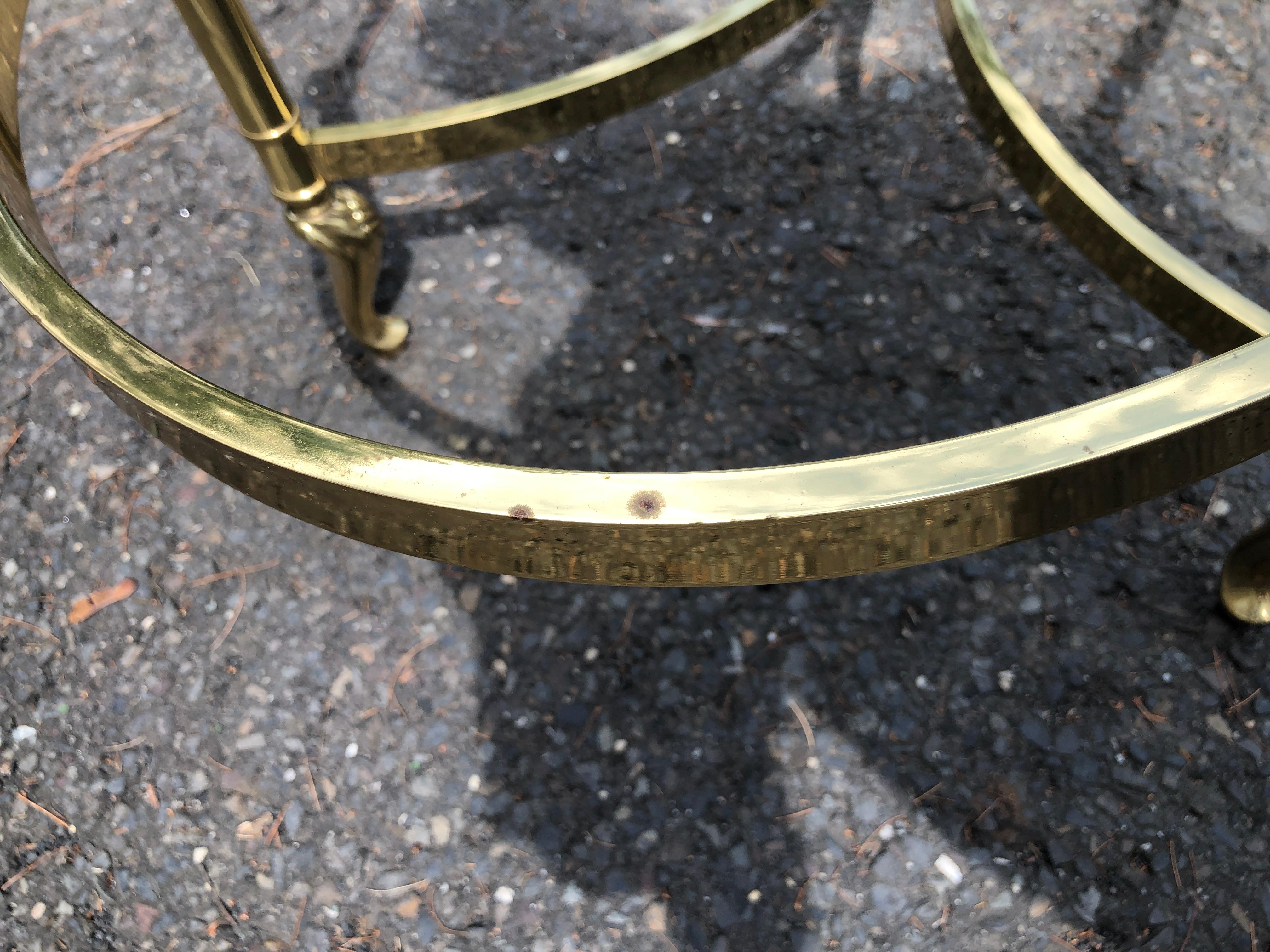 Lovely La Barge Oval Glass & Brass Cocktail Table Hollywood Regency In Good Condition In Pemberton, NJ