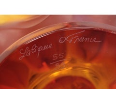 Lovely Lalique France Crystal Clear and Amber Pivoines Peonies Vase, Ltd of 99