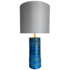 Lovely Large 1960s Bitossi Ceramic Lamp by Aldo Londi in Famous "Rimini Blue"