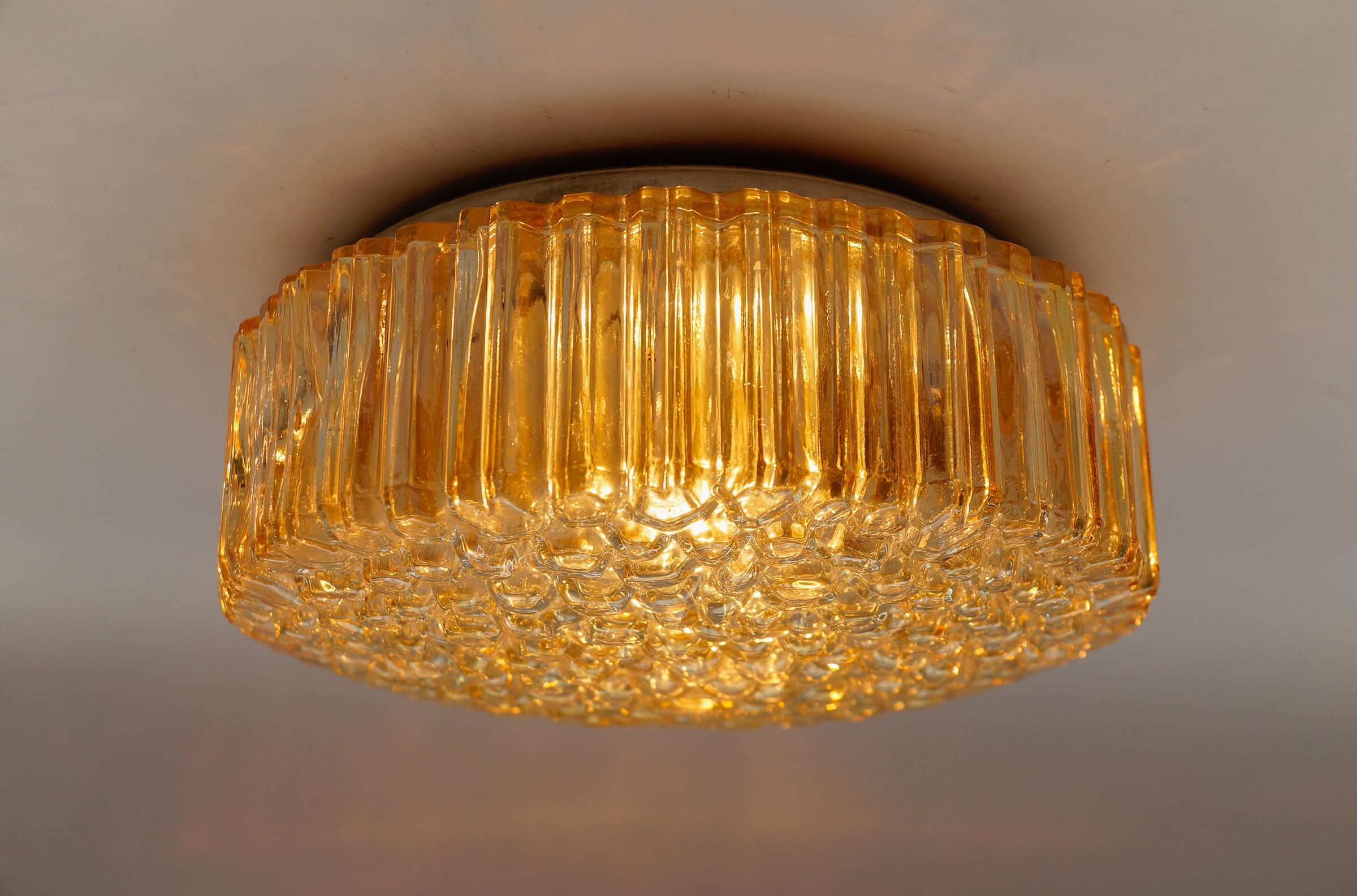 Metallo Bella lampada da incasso a bolle di vetro ambrato di Helena Tynell per Limburg, G