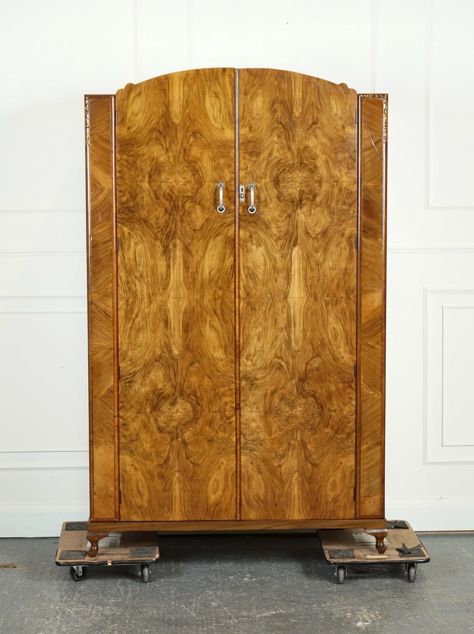 We are delighted to offer for sale this Lovely Art Deco Burr Walnut Wardrobe. 

A lovely Art Deco burr walnut wardrobe is a stunning and sophisticated piece of furniture that epitomises the glamour and style of the Art Deco era. The use of burr