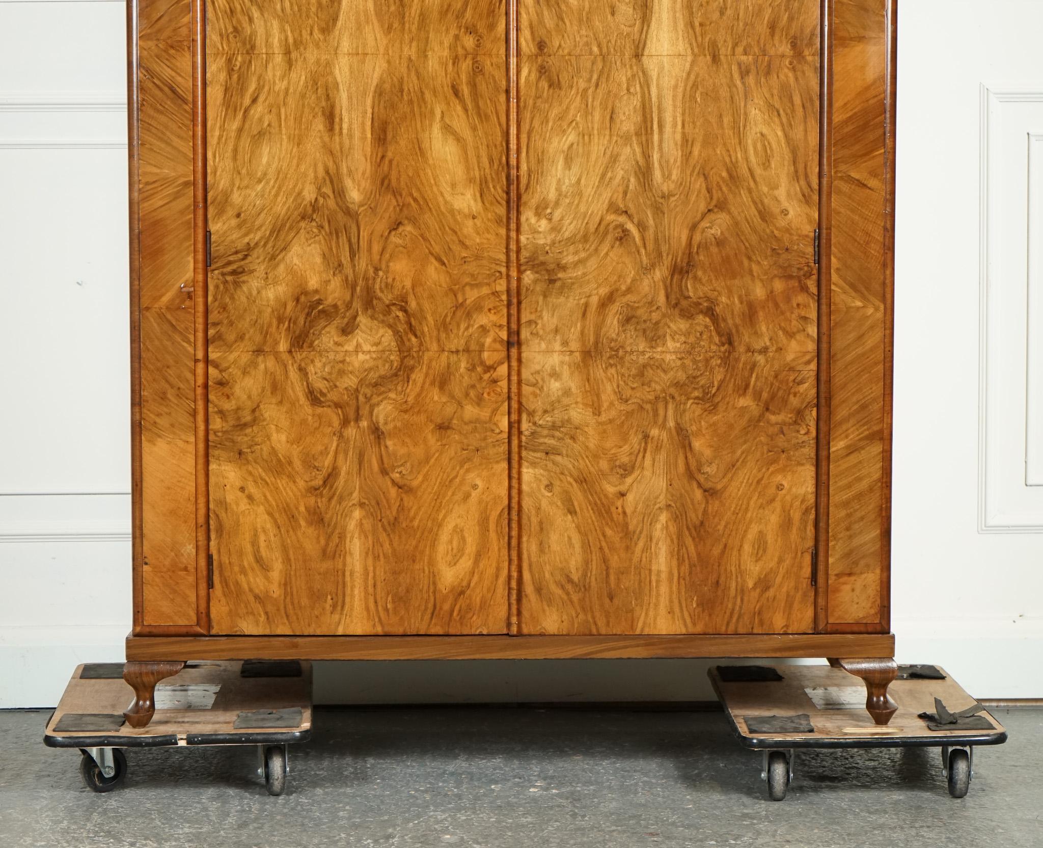 Hand-Crafted LOVELY LARGE ART DECO BURR WALNUT WARDROBe