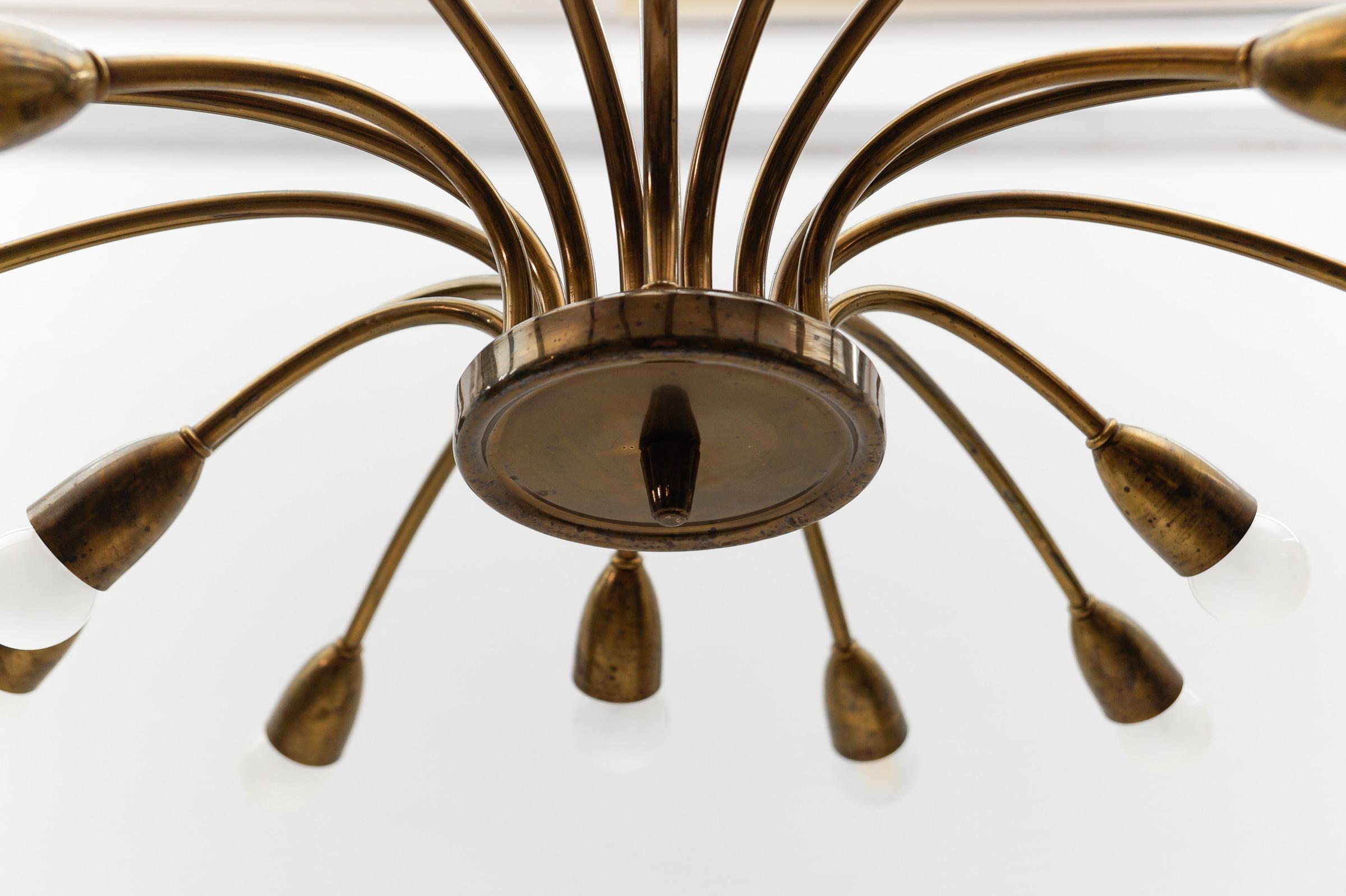Wunderschöne große Messinglampe Mid Century Modern Sputnik, Österreich, 1950er Jahre im Angebot 5