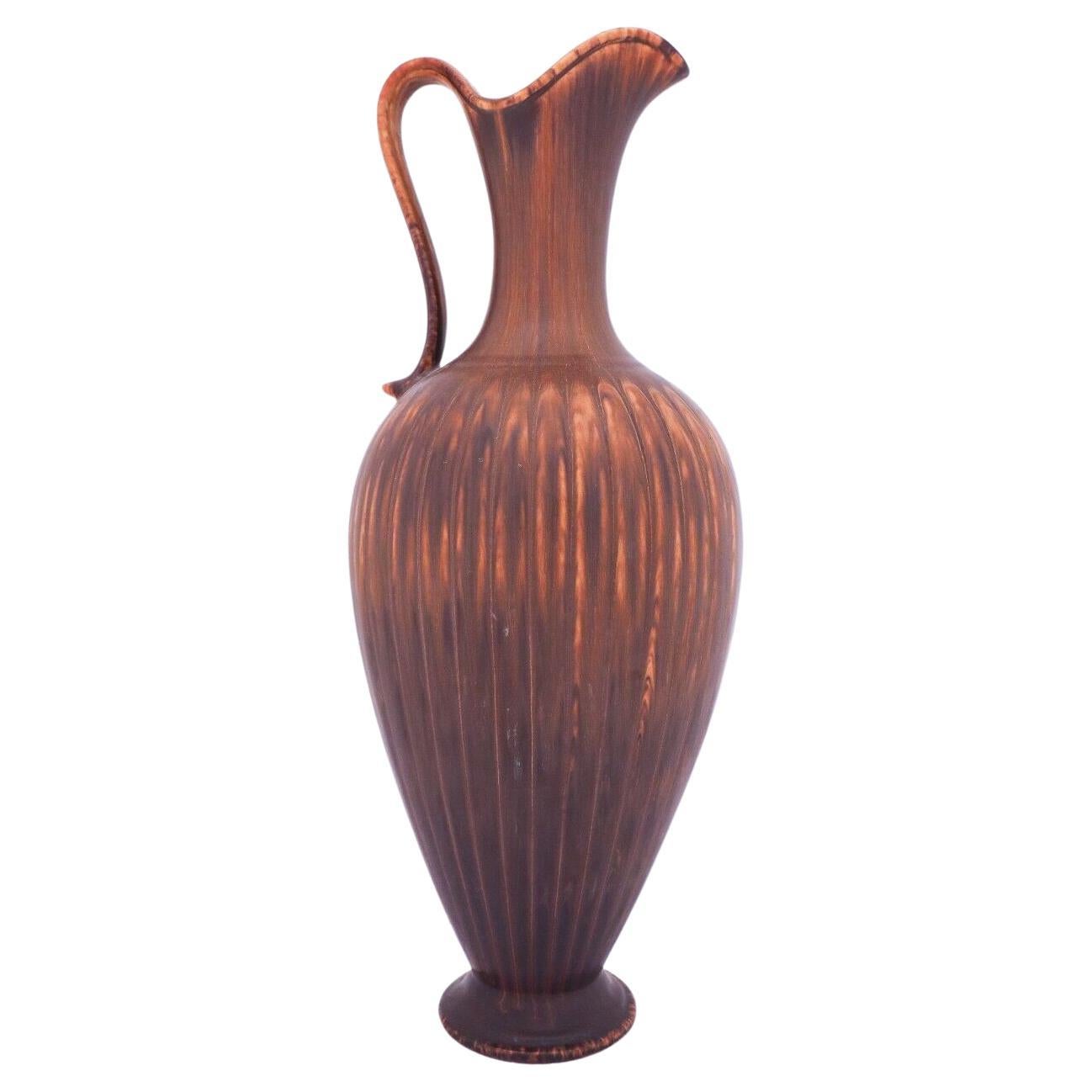 Lovely Large Brown Ceramic Vase, Gunnar Nylund, Rörstrand For Sale