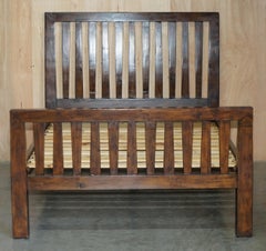 LOVELY LARGE DOUBLE ViNTAGE HARDWOOD MILITARY CAMPAIGN BED FRAME PART SET