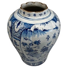 Lovely Large Dutch Blue and White 18th Century Delft Vase