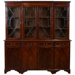 LOVELY LARGE ENGLISH FOUR DOOR GEORGiAN STYLE BREAKFRONT BOOKCASE