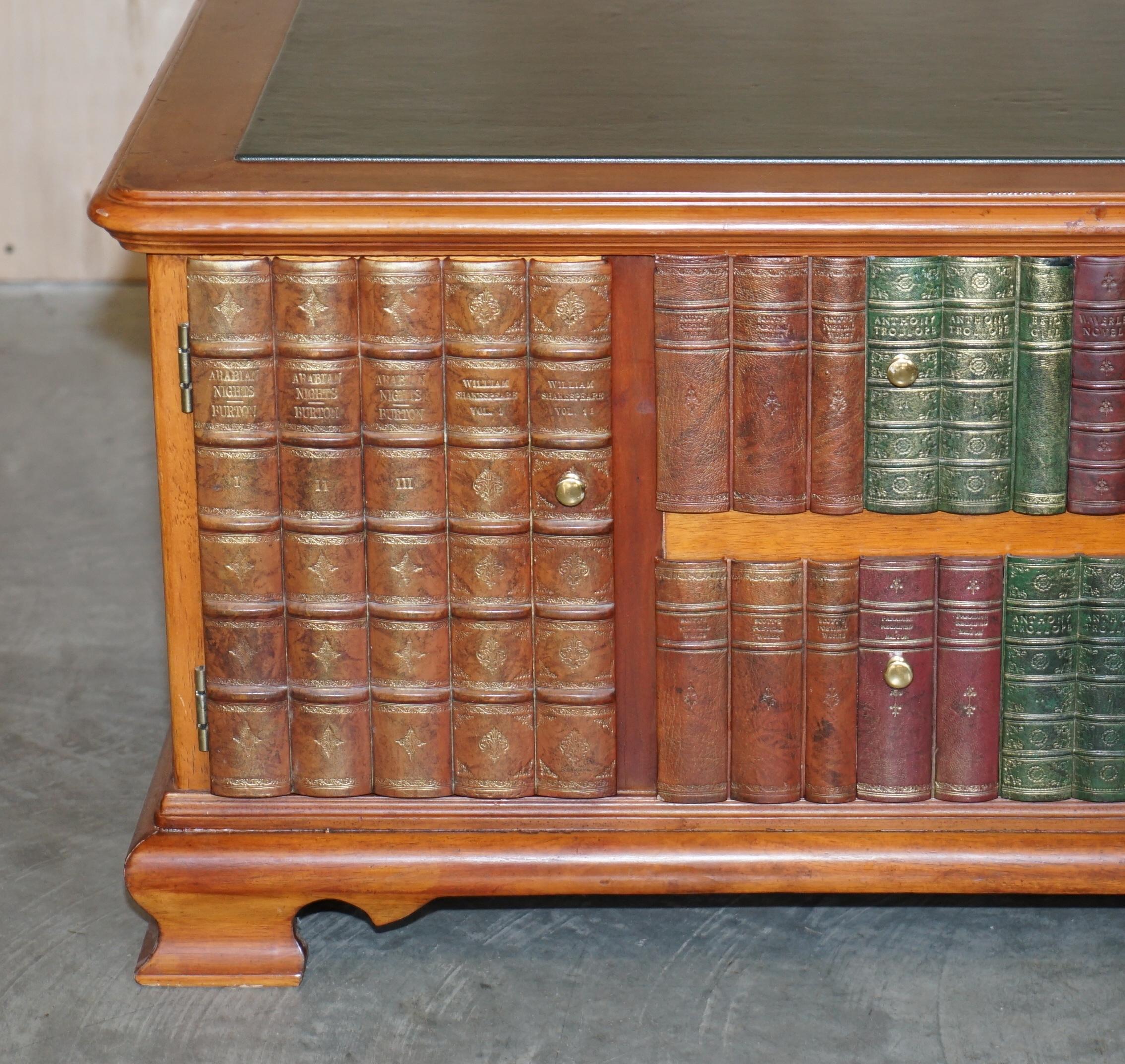 Country Lovely Large Faux Book Scholars Library Coffee Table with Large Internal Storage