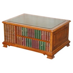 Vintage Lovely Large Faux Book Scholars Library Coffee Table with Large Internal Storage