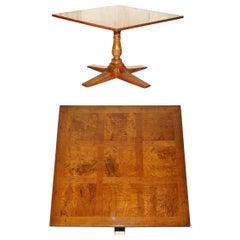 Lovely Large Four Person Vintage Burr Pippy Oak Parquet Square Dining Table