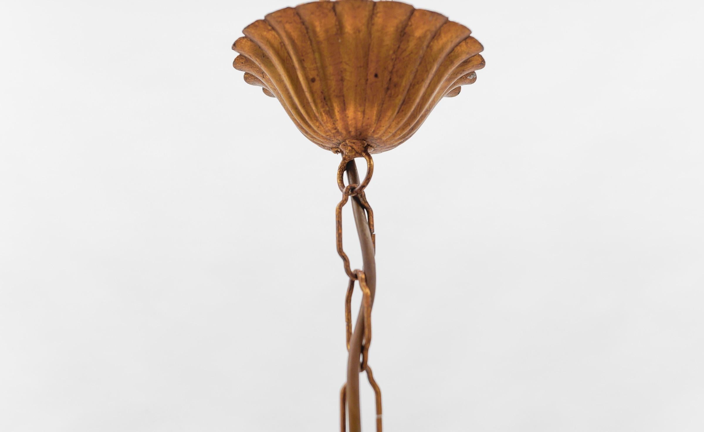Lovely Large Golden Flower Ceiling Lamp by Hans Kögl, Germany 1970s For Sale 8