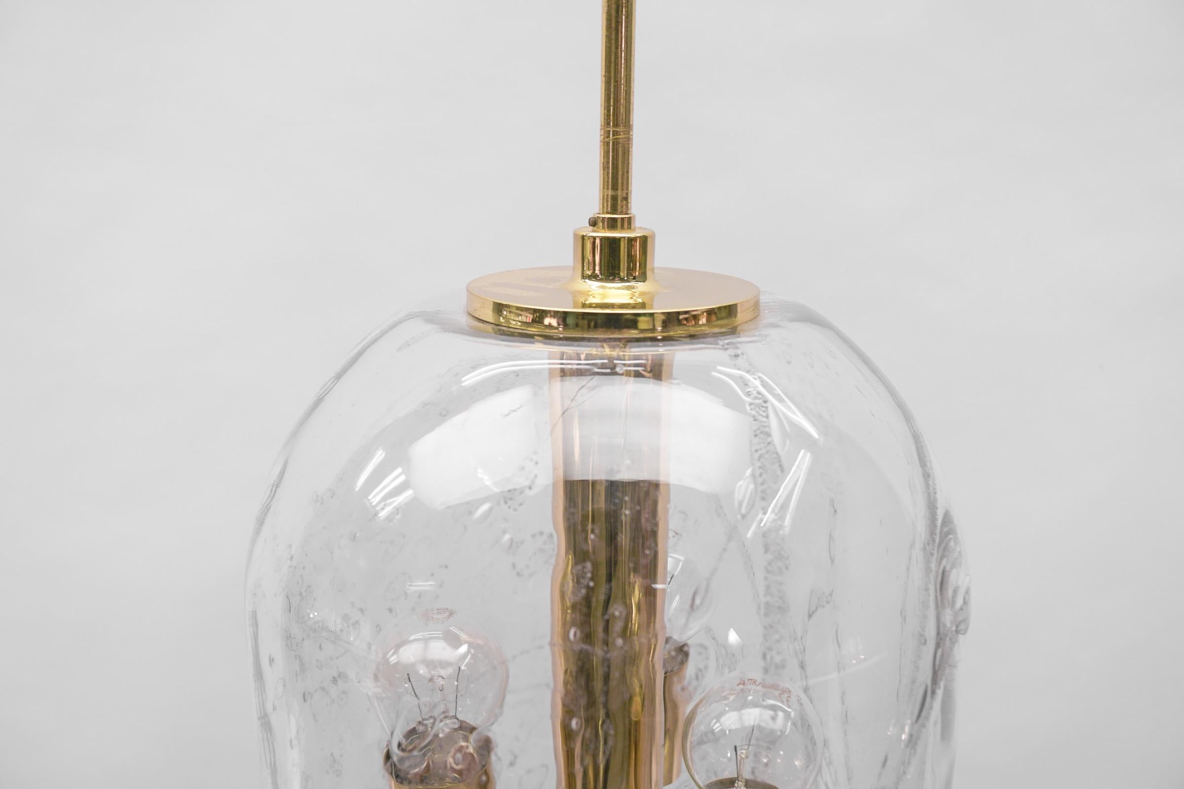 Schöne große mundgeblasene Glaslampe mit sechs Lichtern von Doria, Deutschland, 1960er Jahre im Angebot 2