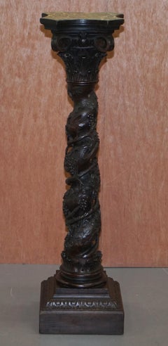 Lovely Large Hand Carved Corinthian Pillar Jardiner Stand for Antique Display