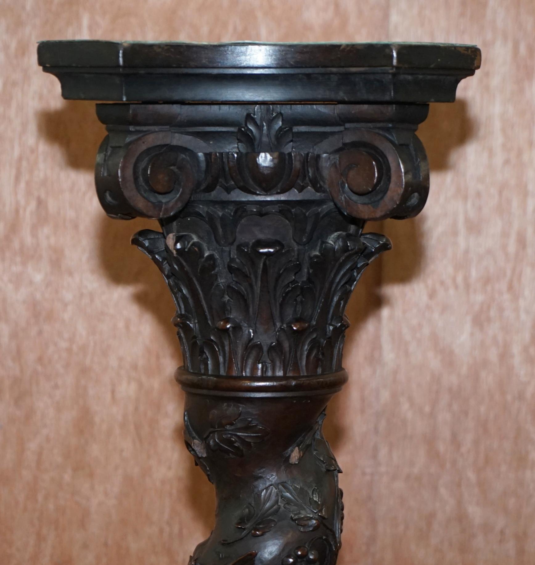 19th Century Lovely Large Hand Carved Corinthian Pillar Jardiner Stand for Antique Display For Sale