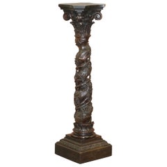 Lovely Large Hand Carved Corinthian Pillar Jardiner Stand for Antique Display