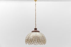 Lovely large Mother-of-Pearl leaf ceiling bell lamp, Italy 1960s