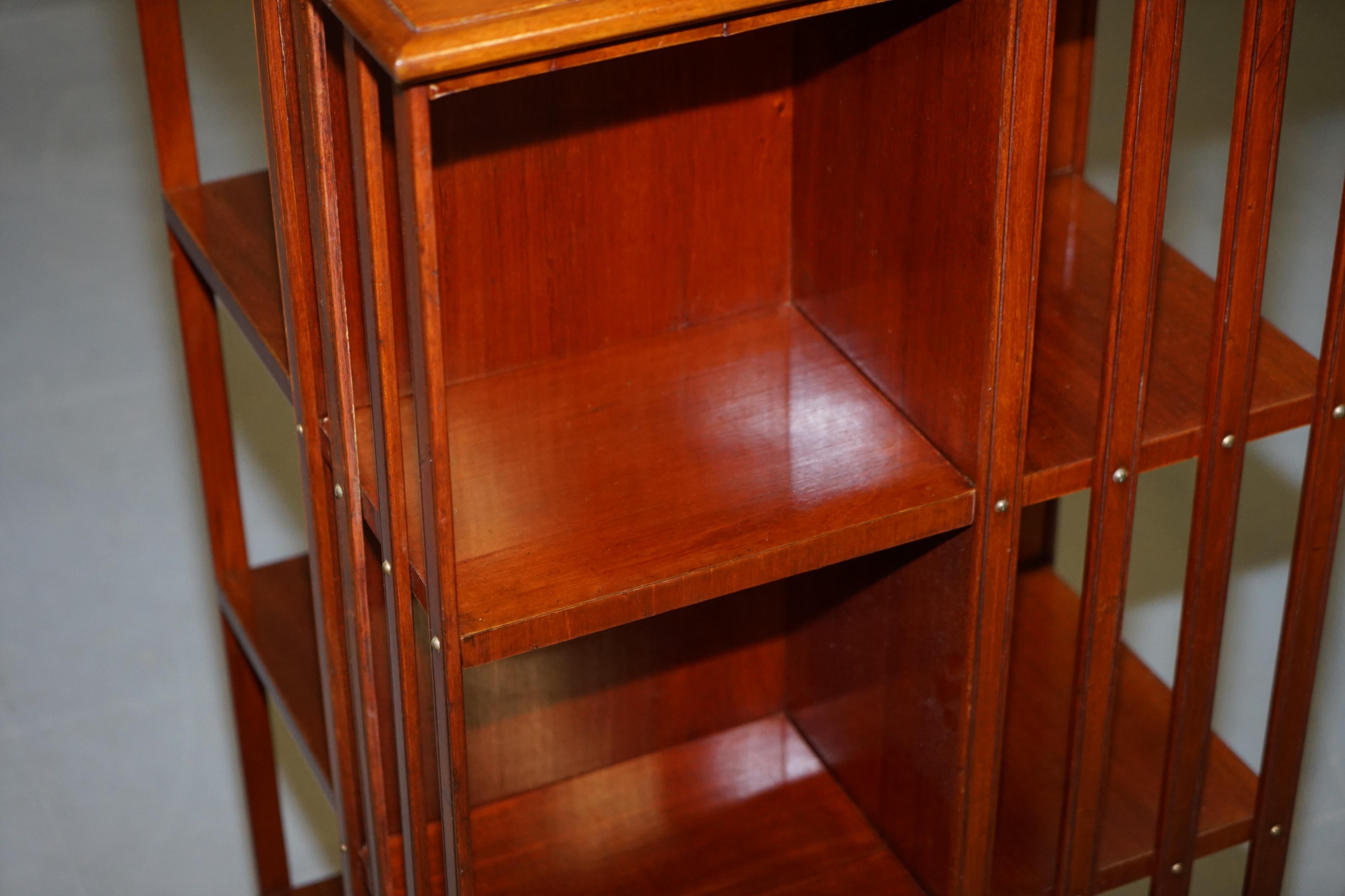 LOVELY LARGE SCALED CIRCA 1900 EDWARDIAN WALNUT REVOLViNG BOOKCASE GOOD STORAGE 5