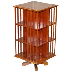 Antique LOVELY LARGE SCALED CIRCA 1900 EDWARDIAN WALNUT REVOLViNG BOOKCASE GOOD STORAGE