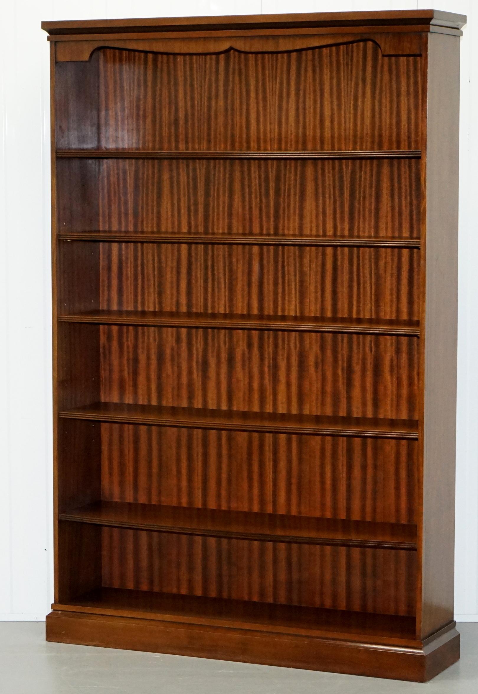Mid-Century Modern Lovely Large Solid Flamed Mahogany Library Study Bookcase