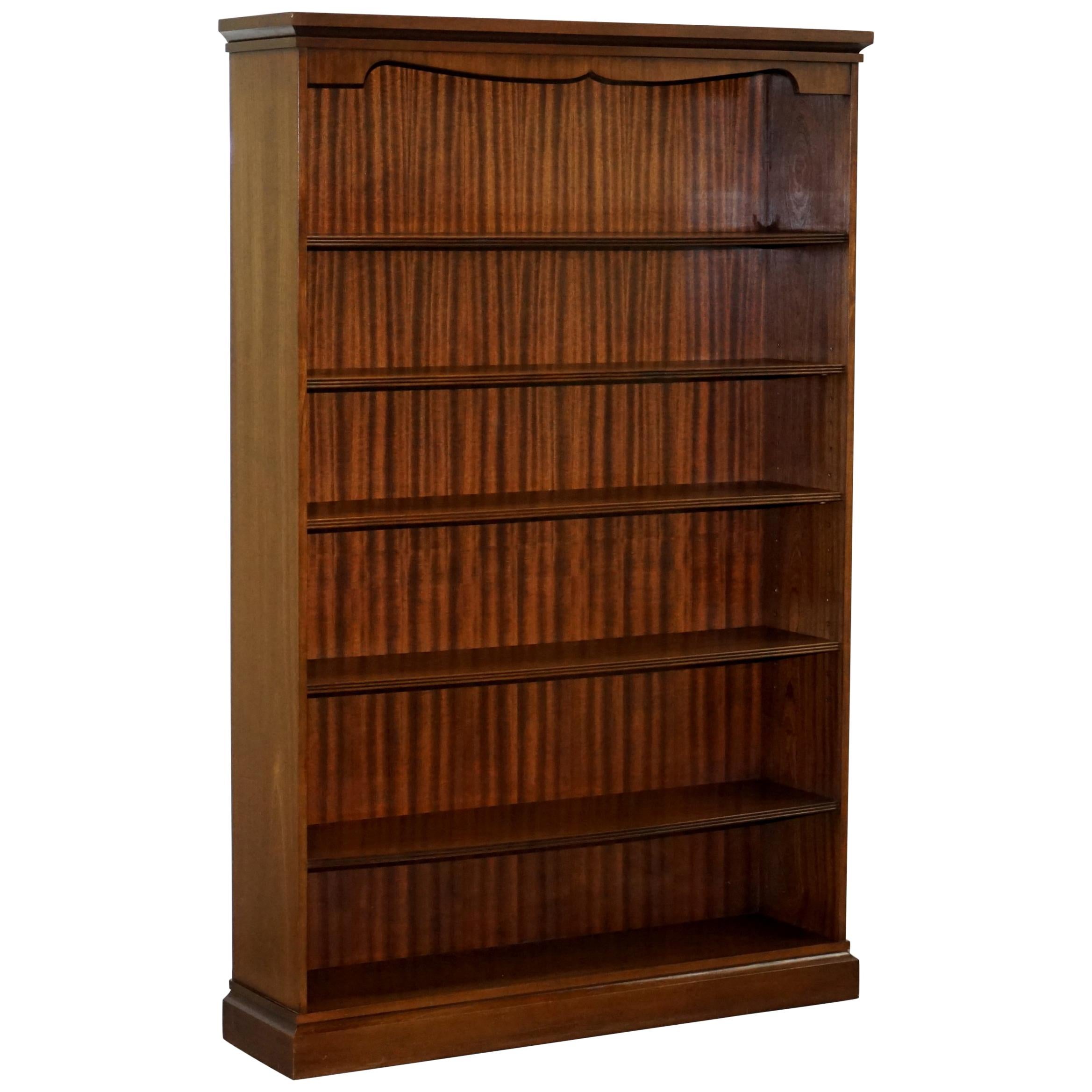 Lovely Large Solid Flamed Mahogany Library Study Bookcase