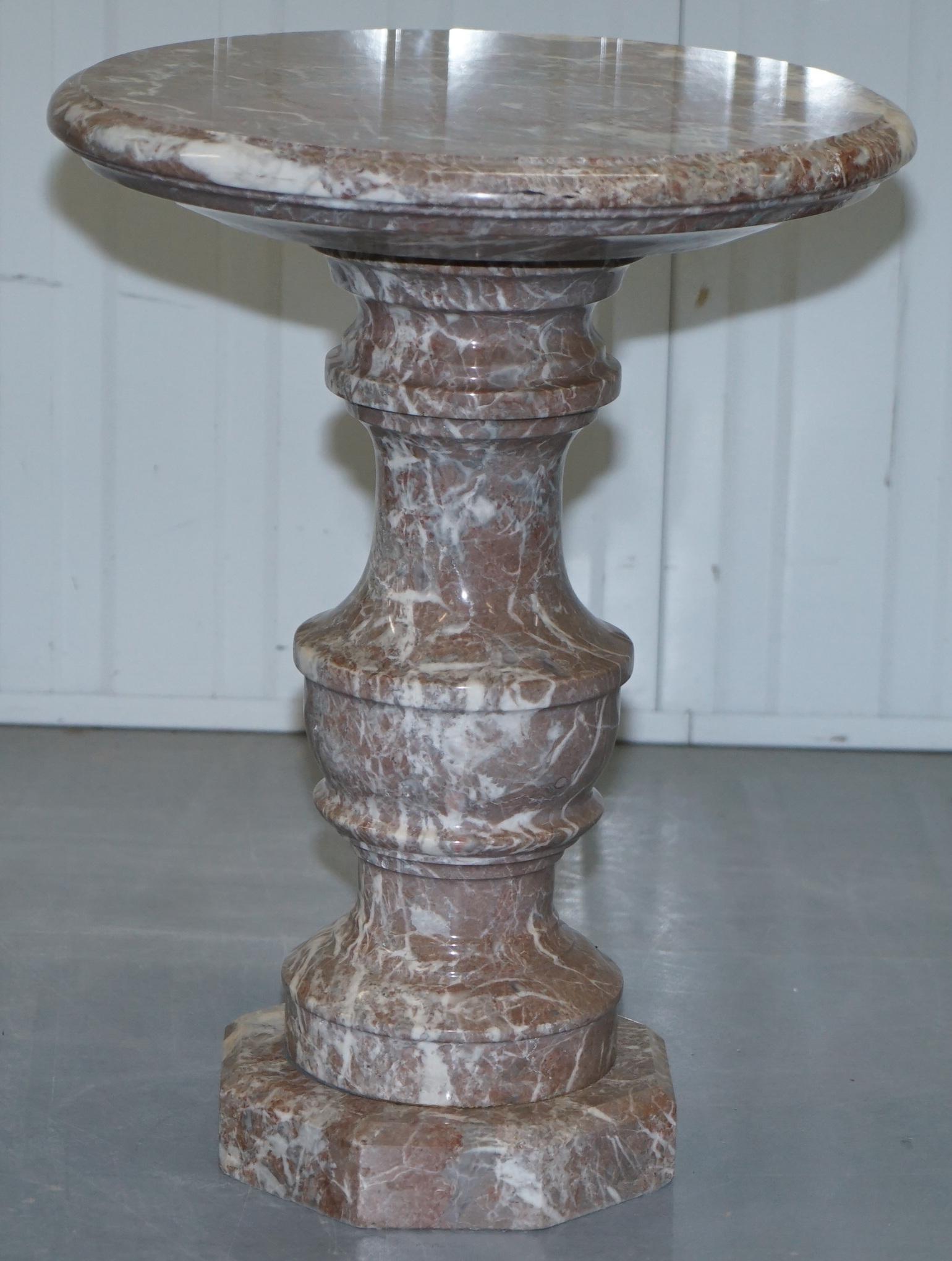 Lovely Large Solid Marble Side End Lamp Wine Occasional Centre Round Table 4