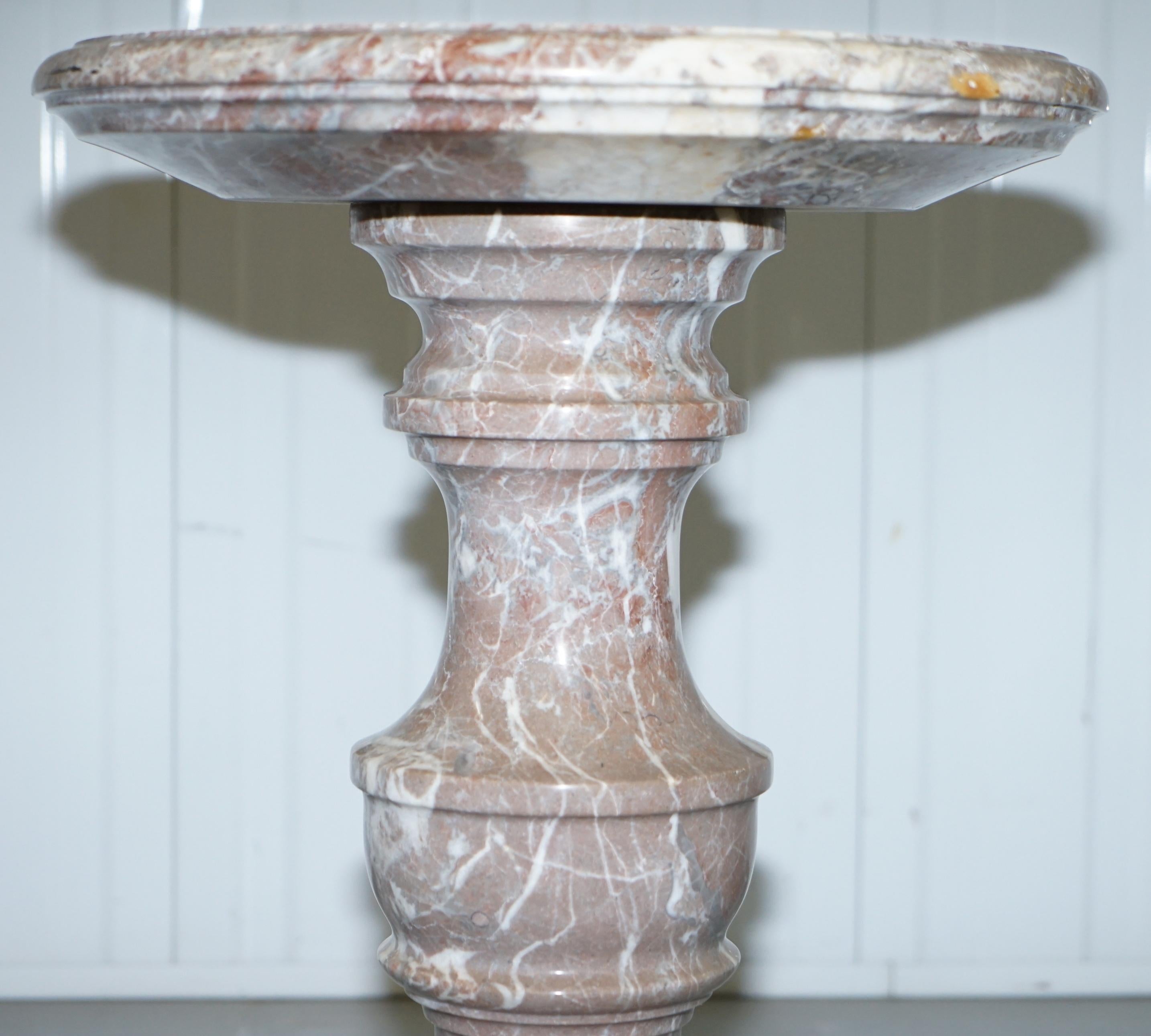 Lovely Large Solid Marble Side End Lamp Wine Occasional Centre Round Table 3