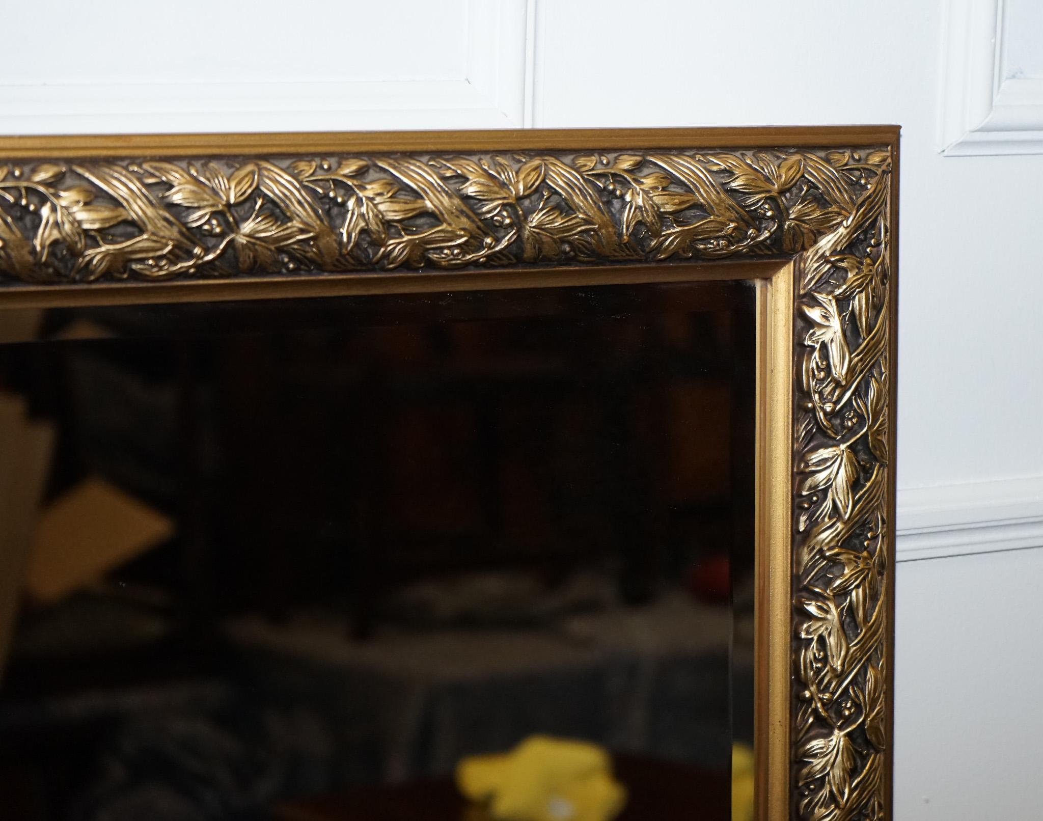 Hand-Crafted LOVELY LARGE VINTAGE GOLD ORNATE BEVELLED WALL MiRROR For Sale