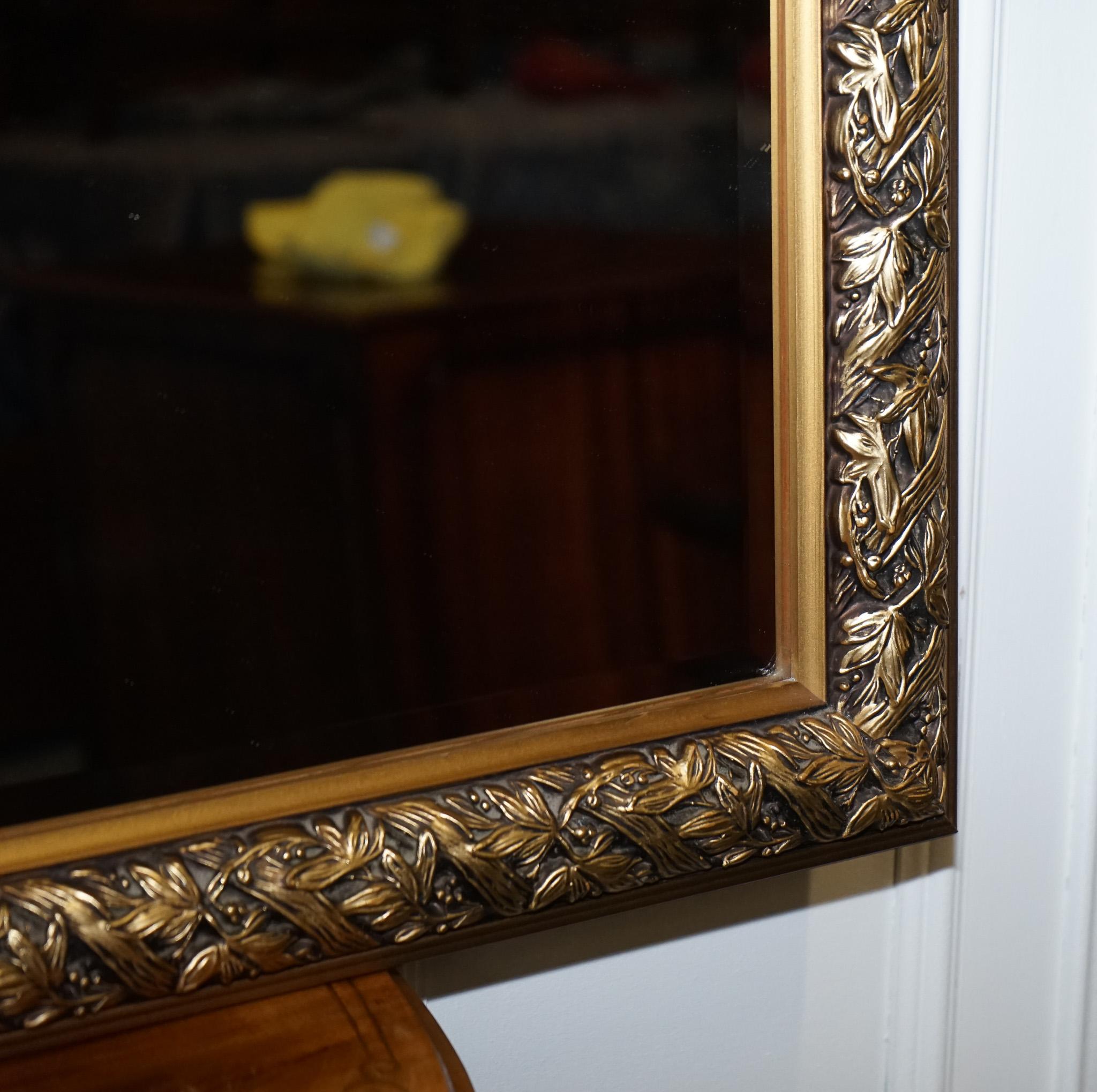 20th Century LOVELY LARGE VINTAGE GOLD ORNATE BEVELLED WALL MiRROR For Sale