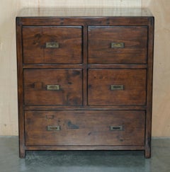 LOVELY LARGE ViNTAGE HARDWOOD MILITARY CAMPAIGN STYLE CHEST OF DRAWERS PART SET