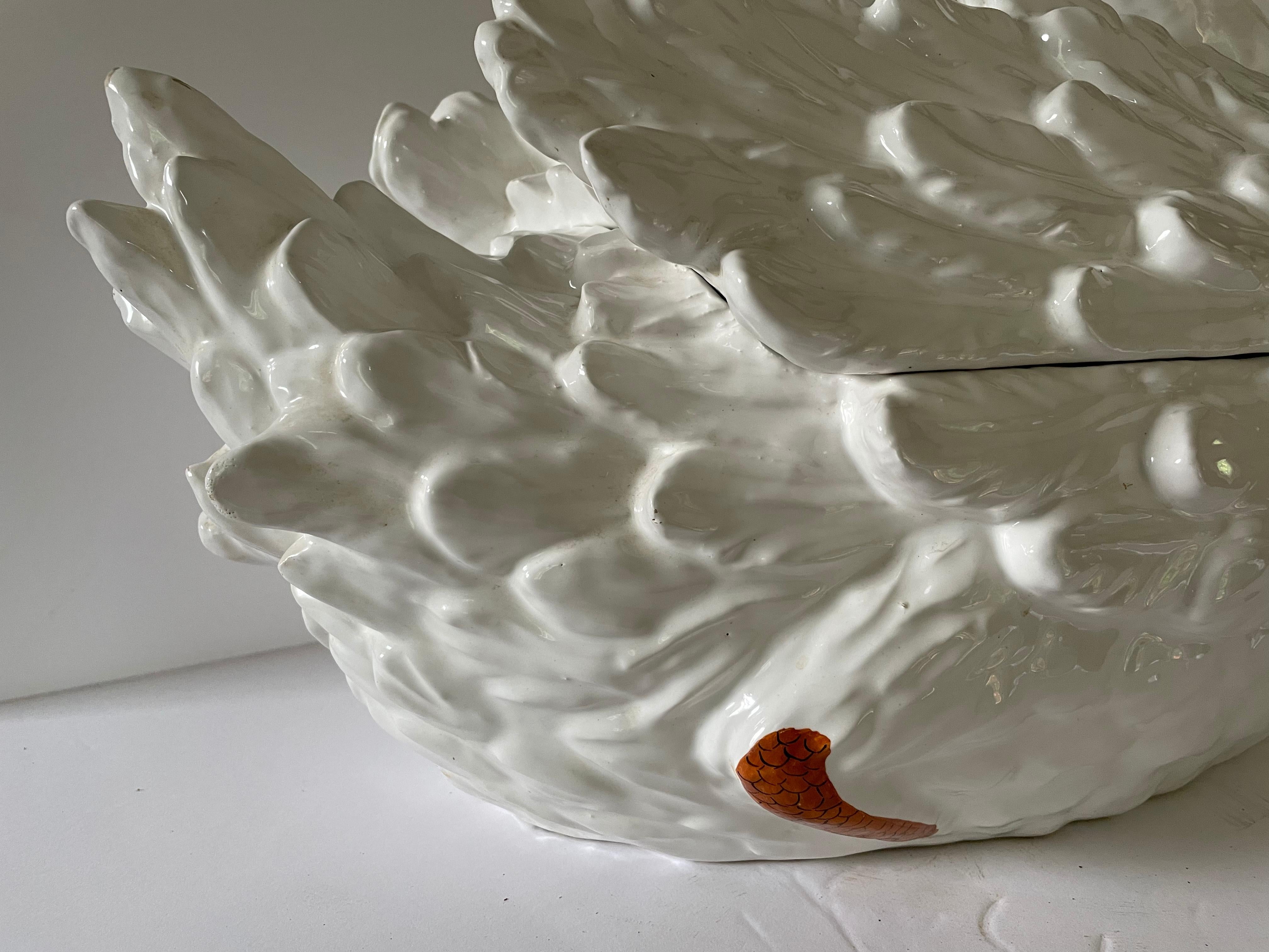 Lovely Large Vintage Italian Ceramic Swan Tureen or Cachepot 2