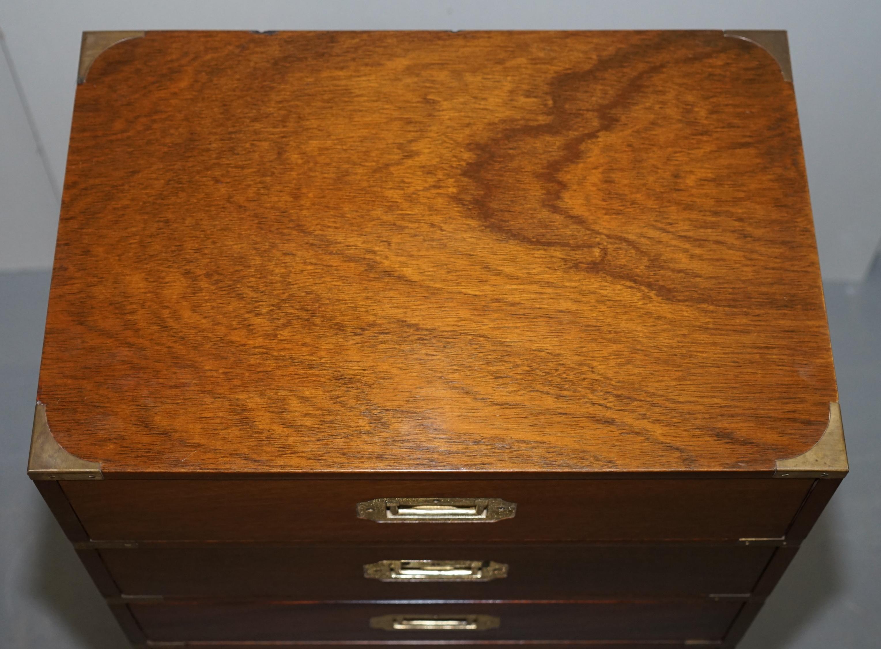 Hand-Crafted Lovely Large Vintage Mahogany & Brass Military Campaign Tallboy Chest of Drawers