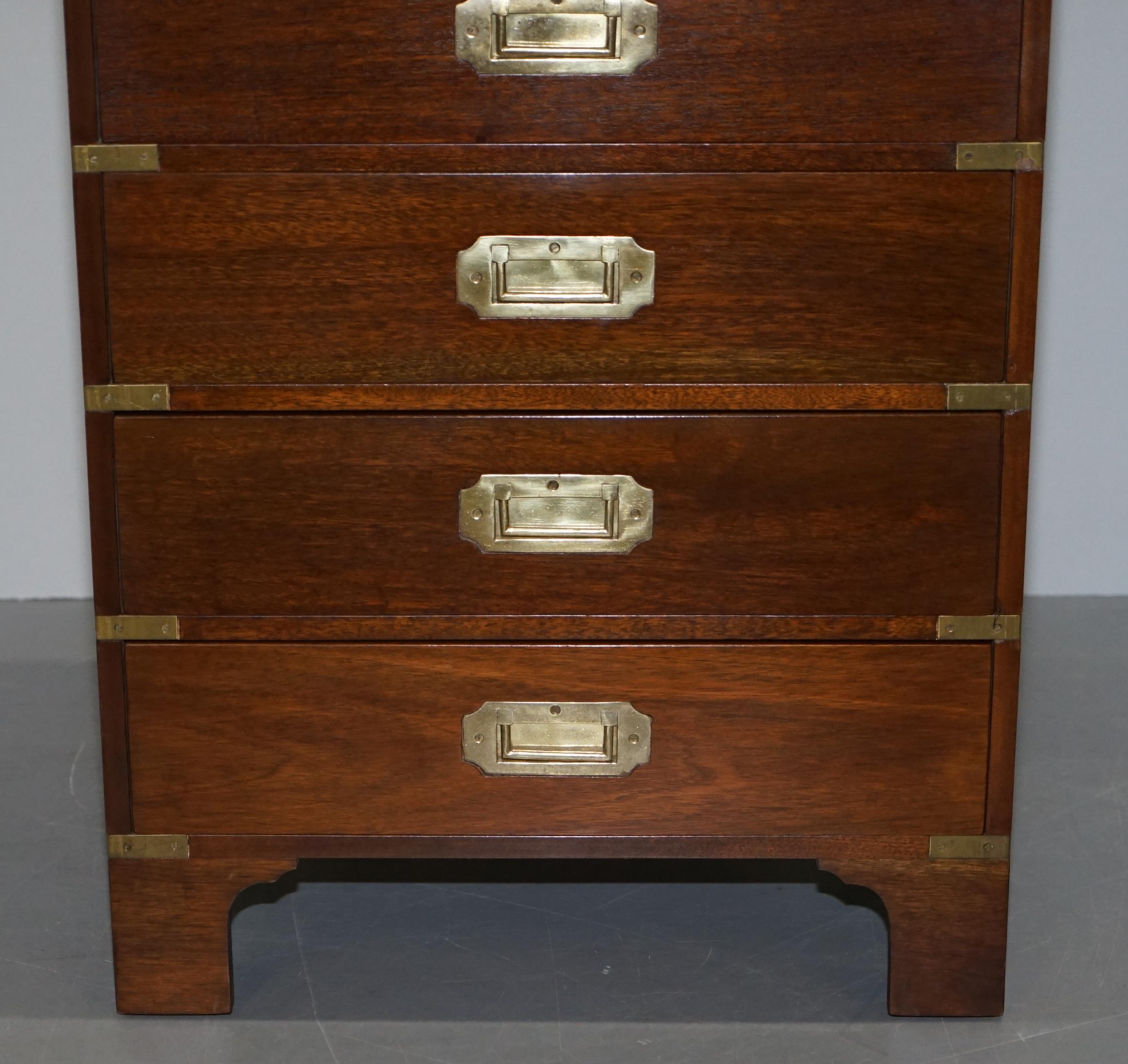 Lovely Large Vintage Mahogany & Brass Military Campaign Tallboy Chest of Drawers 2